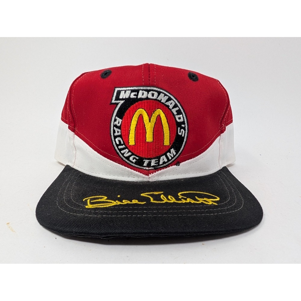 VINTAGE Bill Elliott McDonald's‎ Hat Cap Snap Back Mens One Size Red NASCAR 94